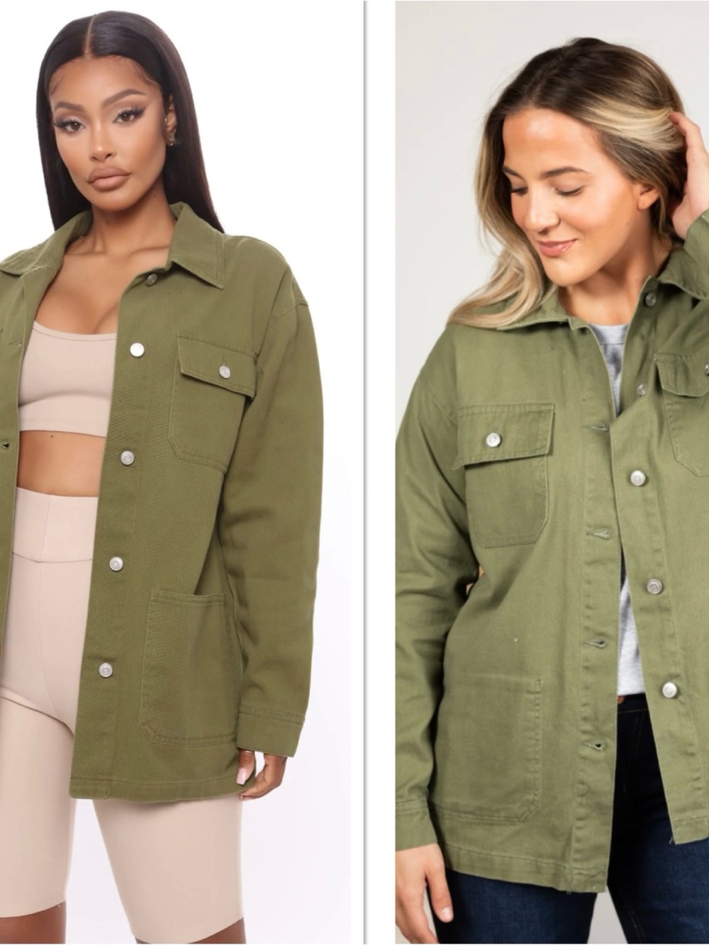 NWT TIMING/ Olive Green Denim  Utility Shacket Jacket….274 Hanger